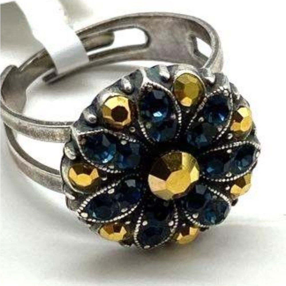 Mariana Blue and Gold Flower Ring